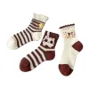 Three pairs of cartoon-decorated striped socks, pure cotton, sweat-absorbing and breathable, unisplicate Item Picture